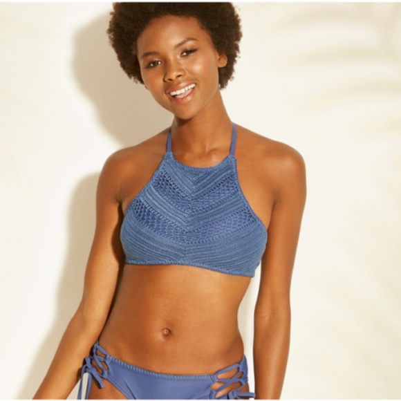 100% Polyester Other - Xhilaration Women's  Crochet High Neck Bikini Top